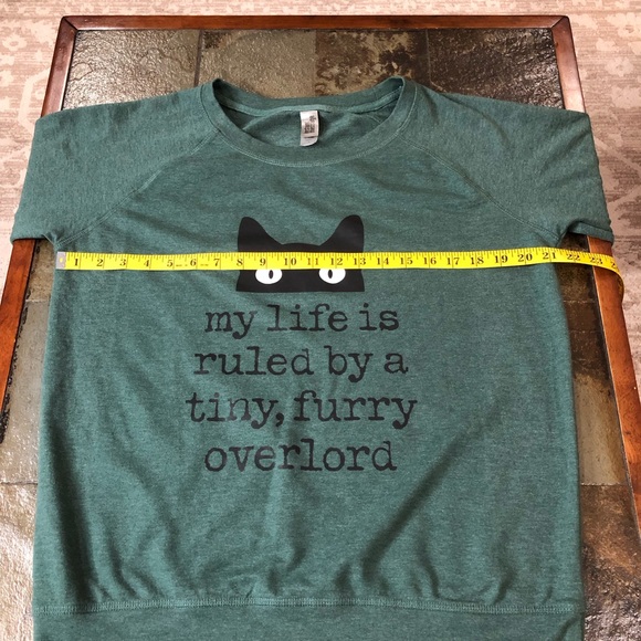Women's L Sweatshirt Green My Life Is Ruled By A Tiny Furry Overlord Cat Lovers - Picture 9 of 10